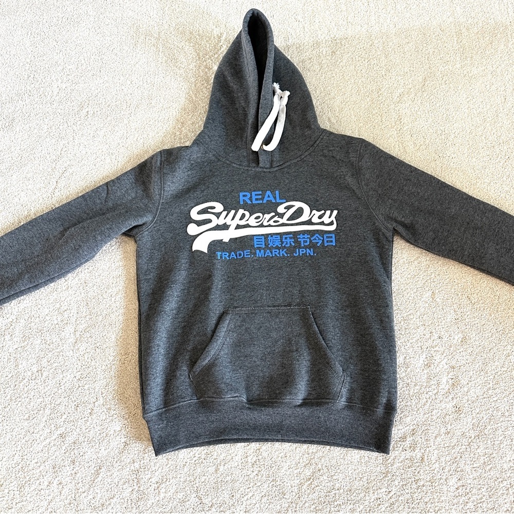 NWOT Superdry Women’s Pullover Hoodie Sweatshirt in Grey Color sz S